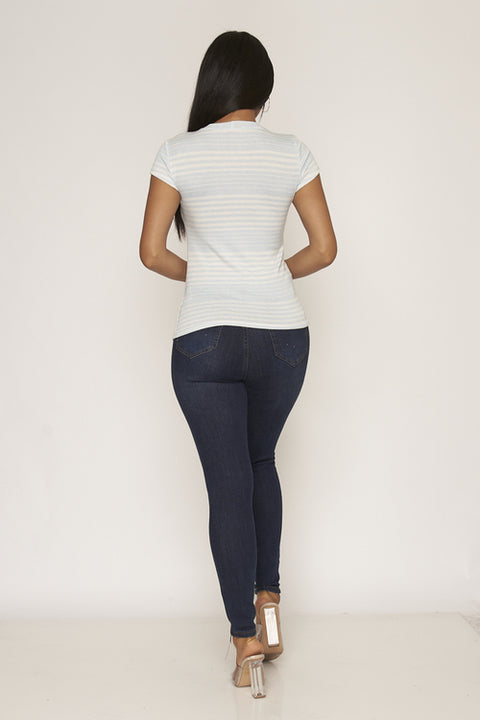Short Sleeve Top (T18954) Blue / ( S,M,L- 2,2,2)