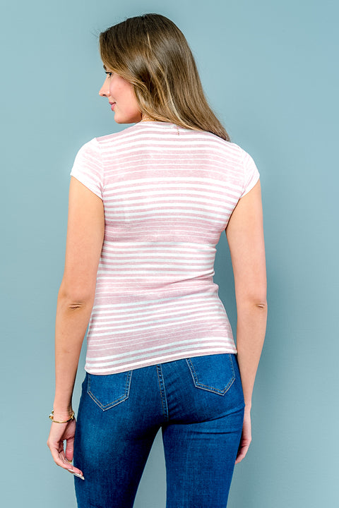 Short Sleeve Top (T18954) Pink / ( S,M,L- 2,2,2)