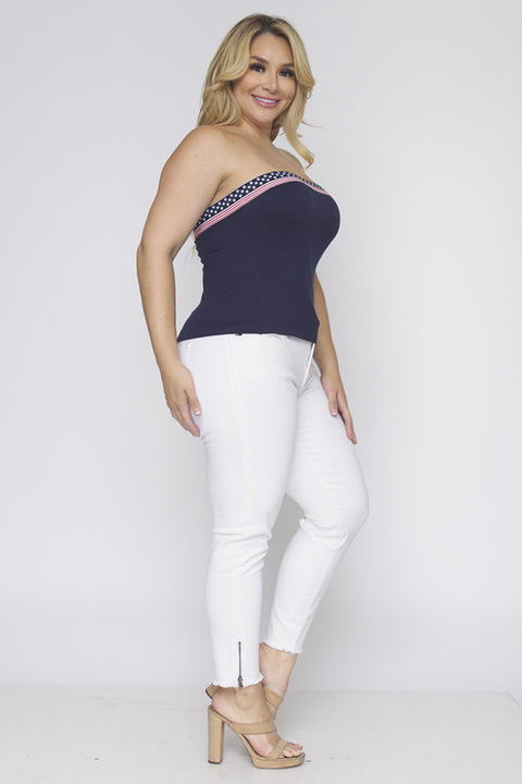 Plus Size 4Th Of July Tube Top (ZA0250) Blue / ( 1XL,2XL,3XL- 2,2,2)