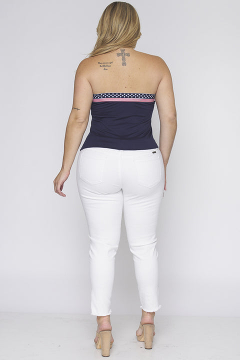 Plus Size 4Th Of July Tube Top (ZA0250) Blue / ( 1XL,2XL,3XL- 2,2,2)