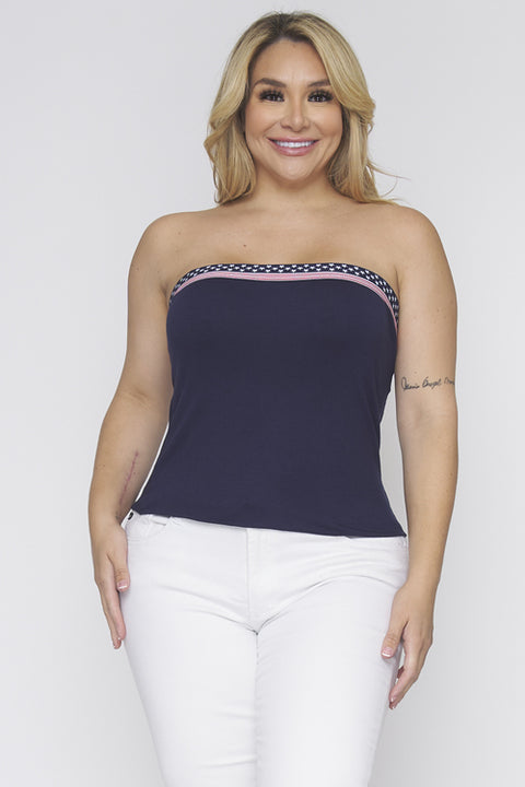 Plus Size 4Th Of July Tube Top (ZA0250) Blue / ( 1XL,2XL,3XL- 2,2,2)