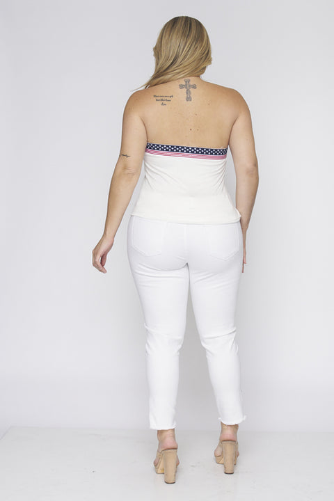 Plus Size 4Th Of July Tube Top (ZA0250) White / ( 1XL,2XL,3XL- 2,2,2)