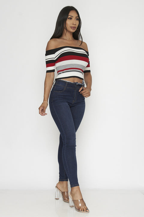Off the shoulders Crop Top (SJL066) - Wholesale Fashion Couture 