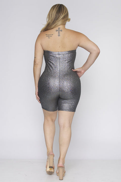 Plus Size Metllic Romper (LP10315) Black / ( 1XL-2XL-3XL- 2-2-2)