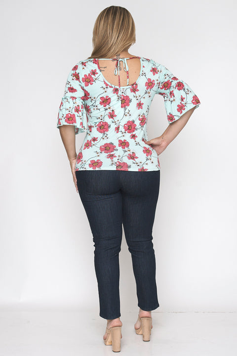 Floral Plus Size Short Sleeve Floral Top (ET0993P) - Wholesale Fashion Couture 