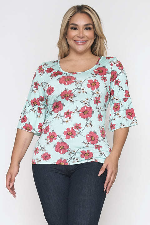 Floral Plus Size Short Sleeve Floral Top (ET0993P) - Wholesale Fashion Couture 