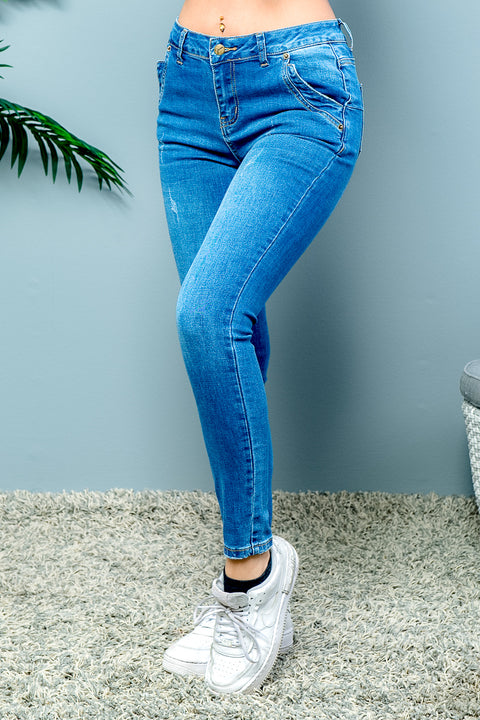 Skinny Jeans 4 Pockets (AM8114M) Med.Blue / ( 1,3,5,7,9,11,13,15- 1,2,2,3,2,2,1,1)