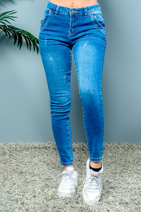 Skinny Jeans 4 Pockets (AM8114M) Med.Blue / ( 1,3,5,7,9,11,13,15- 1,2,2,3,2,2,1,1)
