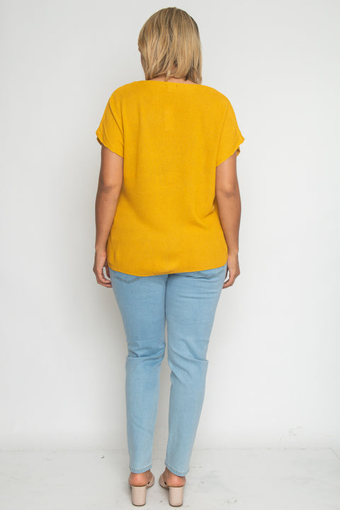 Plus Size Knit Top (ZB10456) Mustard / ( 1XL-2XL-3XL- 1-1-1)