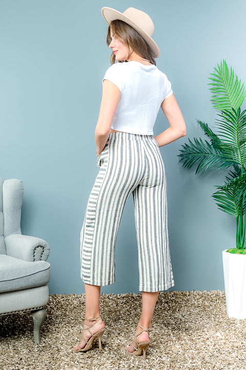 Striped Capri Pants W-Pockets (4A2126D) Blackgrey / ( S-M-L-XL- 1-2-2-1)