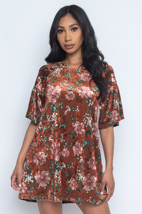 Floral Printed Mini Dress (LD42688) - Wholesale Fashion Couture 