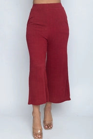 Cable Knit Capri Pants In Wine (LP80932) - Wholesale Fashion Couture inc