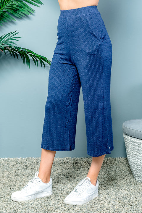 Cable Knit Capri Pants In Wine (LP80932) - Wholesale Fashion Couture inc