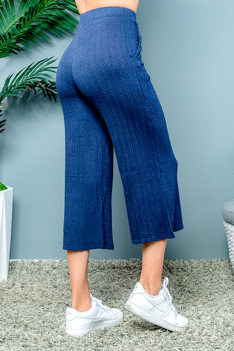 Cable Knit Capri Pants In Wine (LP80932) - Wholesale Fashion Couture inc