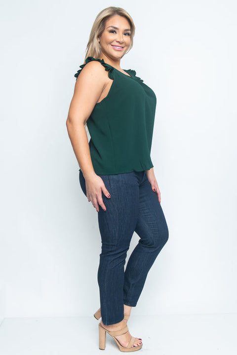 Green Plus Size Short Sleeve Plus Size Top (ZB8285) Hunter / ( 1XL-2XL-3XL- 1-1-1)