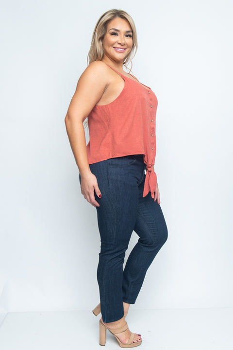 Plus Size Sleeveless Top (ZB10159) Brick / ( 1XL-2XL-3XL- 1-1-1)