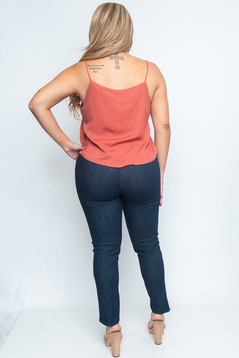 Plus Size Sleeveless Top (ZB10159) Brick / ( 1XL-2XL-3XL- 1-1-1)
