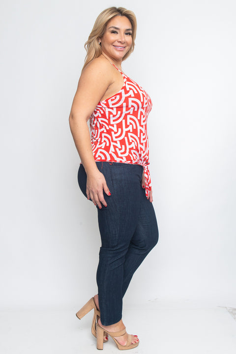 Plus Size Top (ZA0194P22) Red-White / ( 1XL-2XL-3XL- 1-1-1)