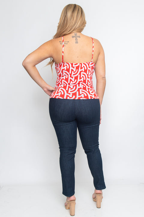 Plus Size Top (ZA0194P22) Red-White / ( 1XL-2XL-3XL- 1-1-1)