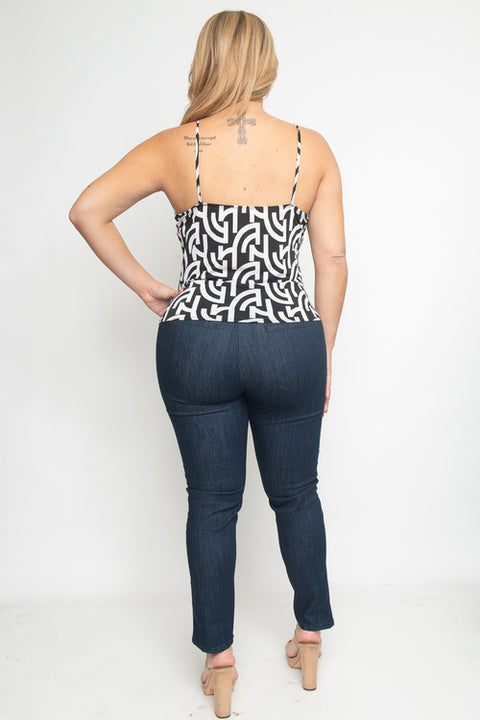 Plus Size Top (ZA0194P22) Black-White / ( 1XL-2XL-3XL- 1-1-1)