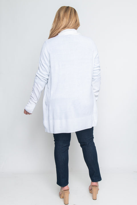 Plus Size Cardigan-Sweater With Buttons (LB924) Ivory / ( 3XL-4XL- 2-3)