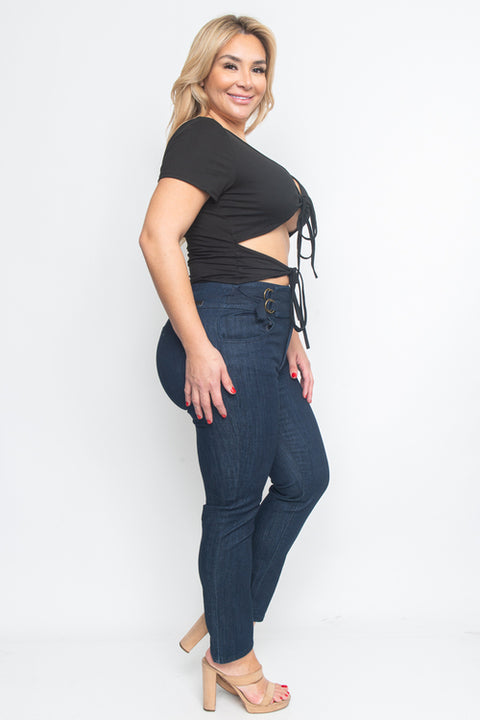 Plus Size Top (T55310X) Black / ( 1XL-2XL-3XL- 2-2-2)