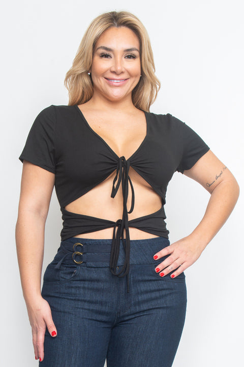 Plus Size Top (T55310X) Black / ( 1XL-2XL-3XL- 2-2-2)