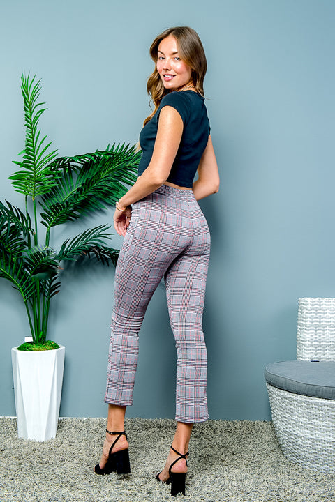 Plaid Pants Elastic on Waist  (PH23980) - Wholesale Fashion Couture 