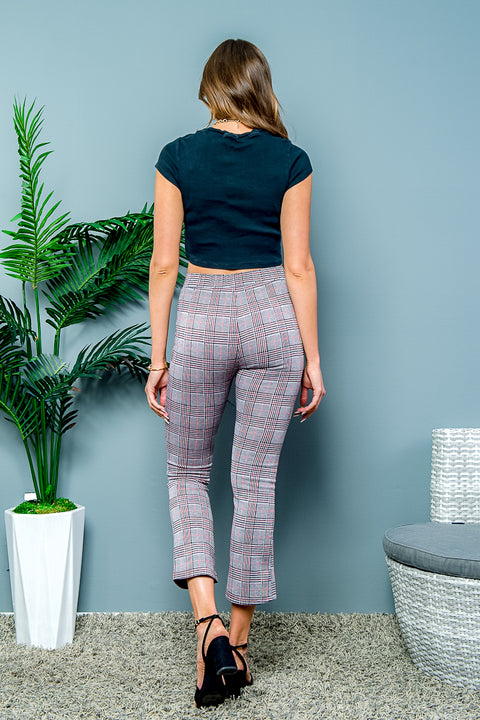 Plaid Pants Elastic on Waist  (PH23980) - Wholesale Fashion Couture 