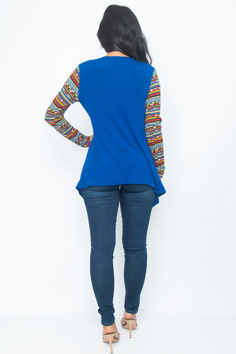 Cardigan Long Sleeve Top (GGW247) Royal-Blue / ( S-M-L- 2-2-1)
