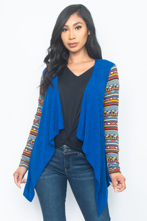 Cardigan Long Sleeve Top (GGW247) Royal-Blue / ( S-M-L- 2-2-1)