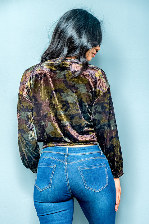 Velvet Long Sleeve Round Neck (G3030-VL38) Olive / ( S,M,L- 3,2,1)