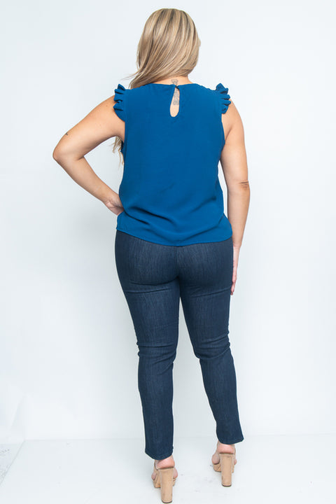 Plus Size Short Sleeve Plus Size Top (ZB8285) Teal / ( 1XL-2XL-3XL- 1-1-1)