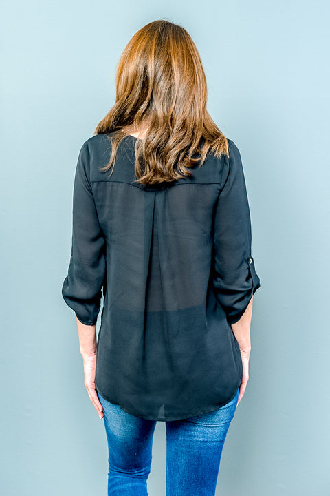 3/4 Sleeve Top (TU40000) Black / ( XS,S,M,L,XL- 1,2,2,2,1)