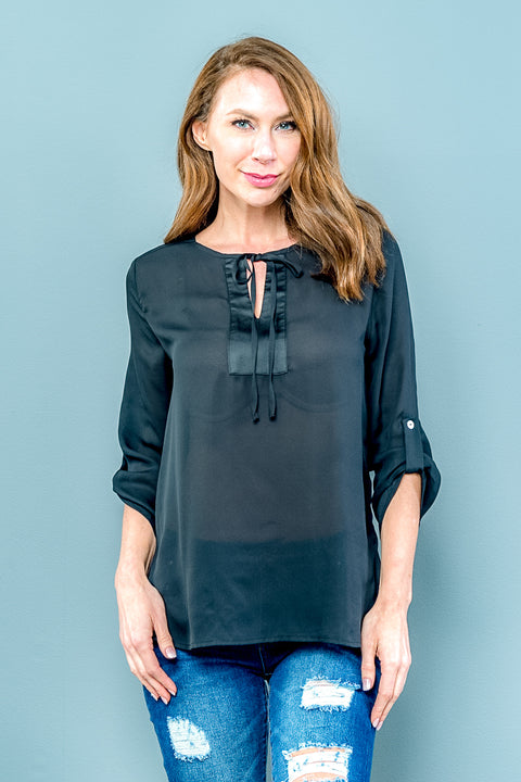 3/4 Sleeve Top (TU40000) Black / ( XS,S,M,L,XL- 1,2,2,2,1)
