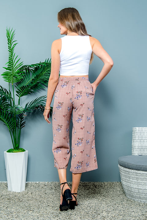 Floral Pants (EM4743B) Mauve / ( S-M-L- 1-1-1)