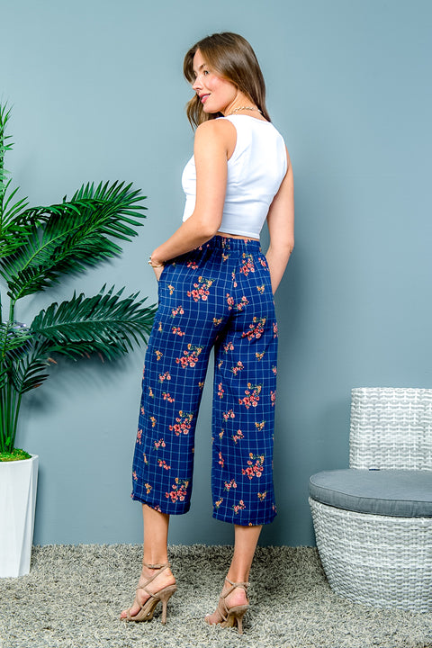 Floral Pants (EM4743B) Navy / ( S-M-L- 1-1-1)