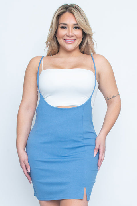 Plus Size Midi Dress (ZA3663) Blue / ( 1XL-2XL-3XL- 1-1-1)