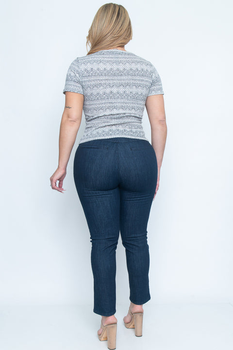 Top Short Sleeve (ZA3861A) Black / ( 1x-2x-3x- 1-1-1)