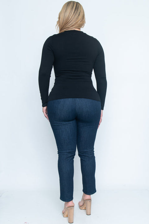 Plus Size Long Sleeve Top (ZA3471L) Black / ( 1x-2x-3x- 1-1-1)