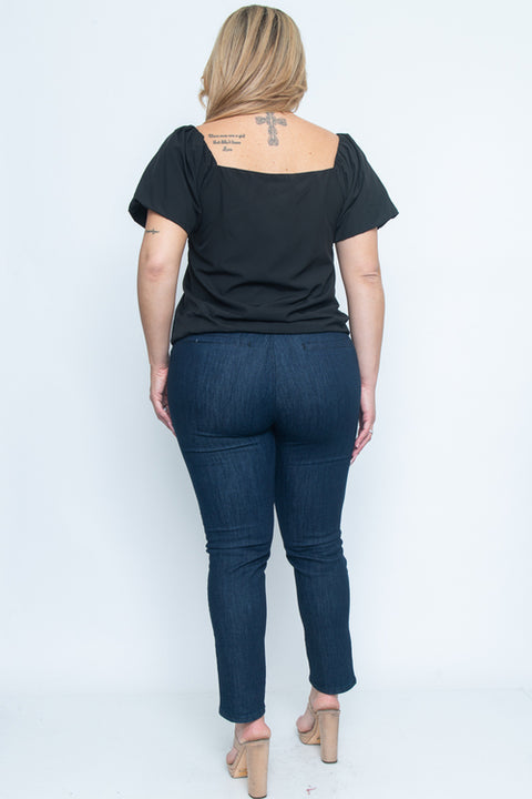 Plus Size Short Sleeve Plus Size Top (ZB11488) - Wholesale Fashion Couture 