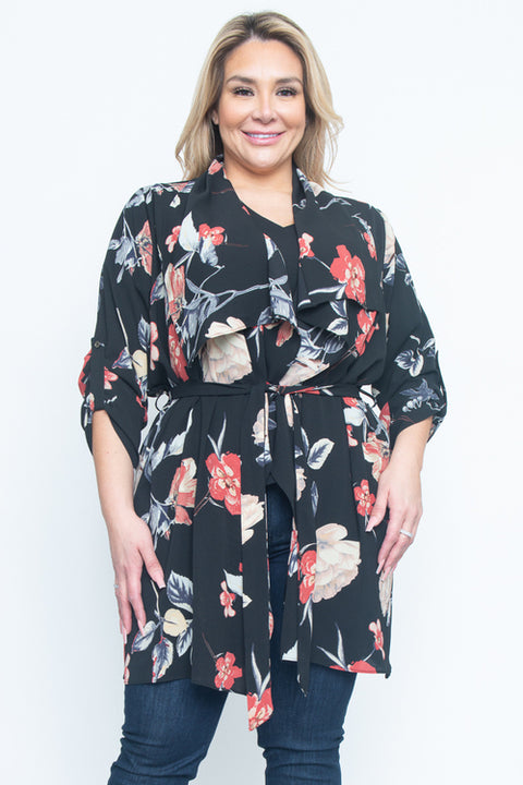 Plus Size Floral Cardigan (ZB8127F) - Wholesale Fashion Couture 