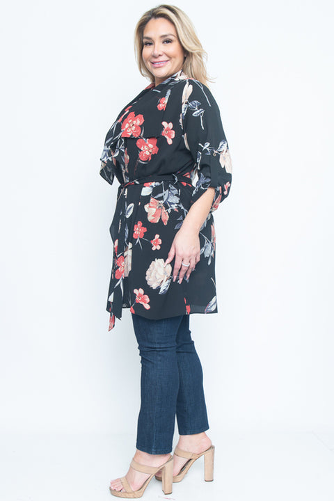 Plus Size Floral Cardigan (ZB8127F) - Wholesale Fashion Couture 