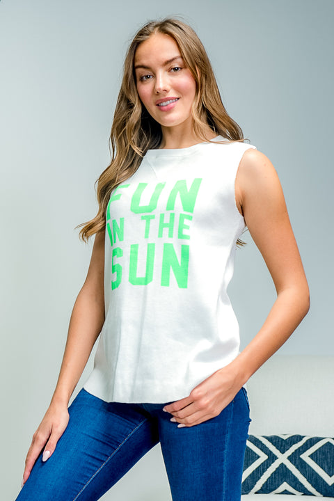 Sleeve Less Top (LVI71796-1) White / ( S,M,L- 2,2,2)