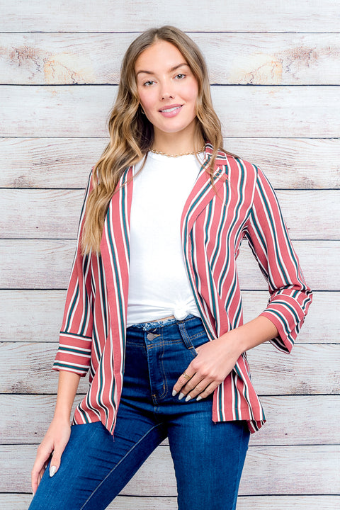 Striped Blazer (31751-CH807) Mauve / ( S-M-L- 2-2-2)