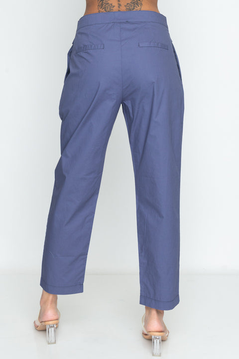Cropped Trouser Pants with 3 Button Fly with Pleats and Welt Pocket Flap Details (11TP9093) - Wholesale Fashion Couture 