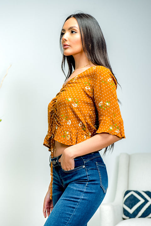 Short Sleeve Top (EM4737) Mustard / ( S,M,L- 2,2,2)