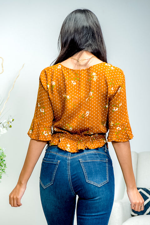 Short Sleeve Top (EM4737) Mustard / ( S,M,L- 2,2,2)