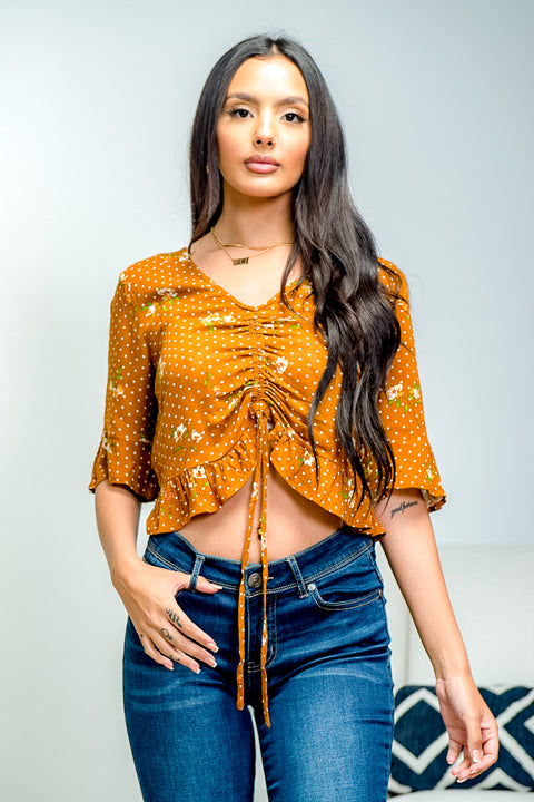 Short Sleeve Top (EM4737) Mustard / ( S,M,L- 2,2,2)
