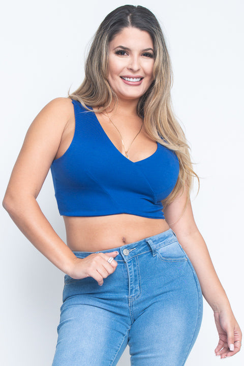 Crop Sleeveless Top (JK21569) Royal / ( S-M-L- 2-2-2)